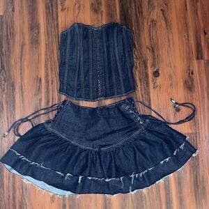 AKIRA Dark Blue Denim Corset